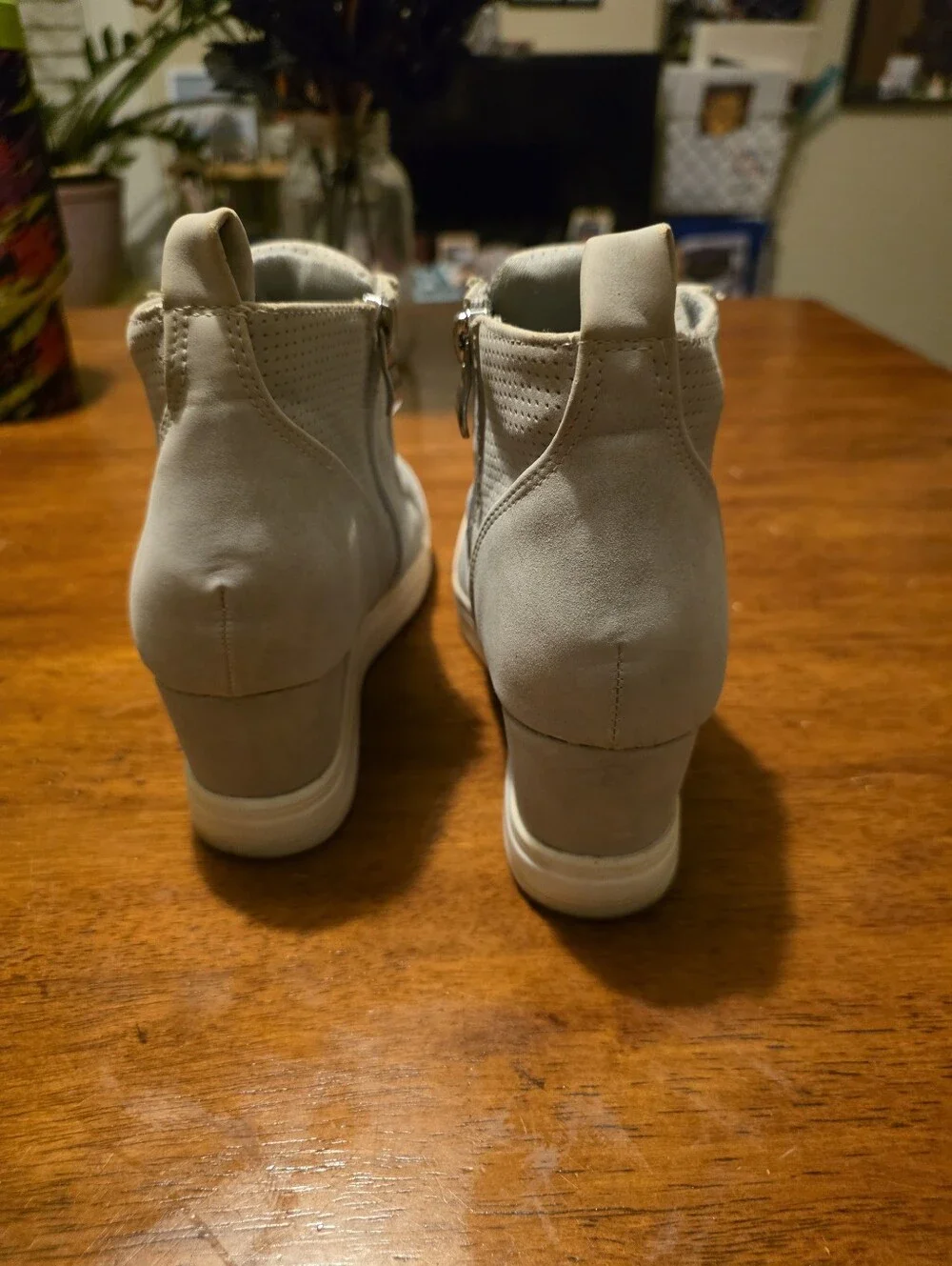 CCOCCI Light Gray Perforated Wedge Sneaker Booties